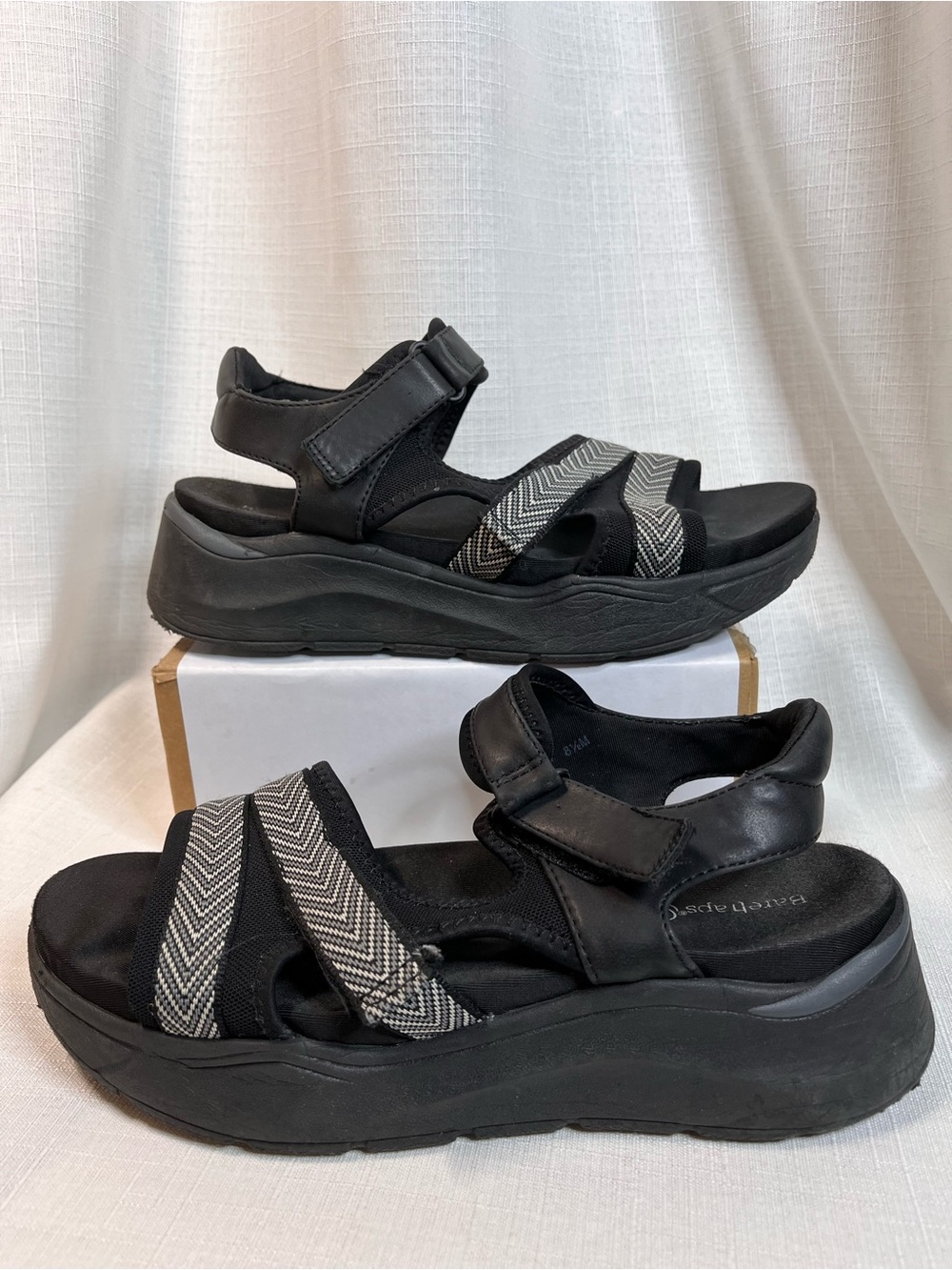Baretraps Black Platform Wedge Active Sandals 8.5